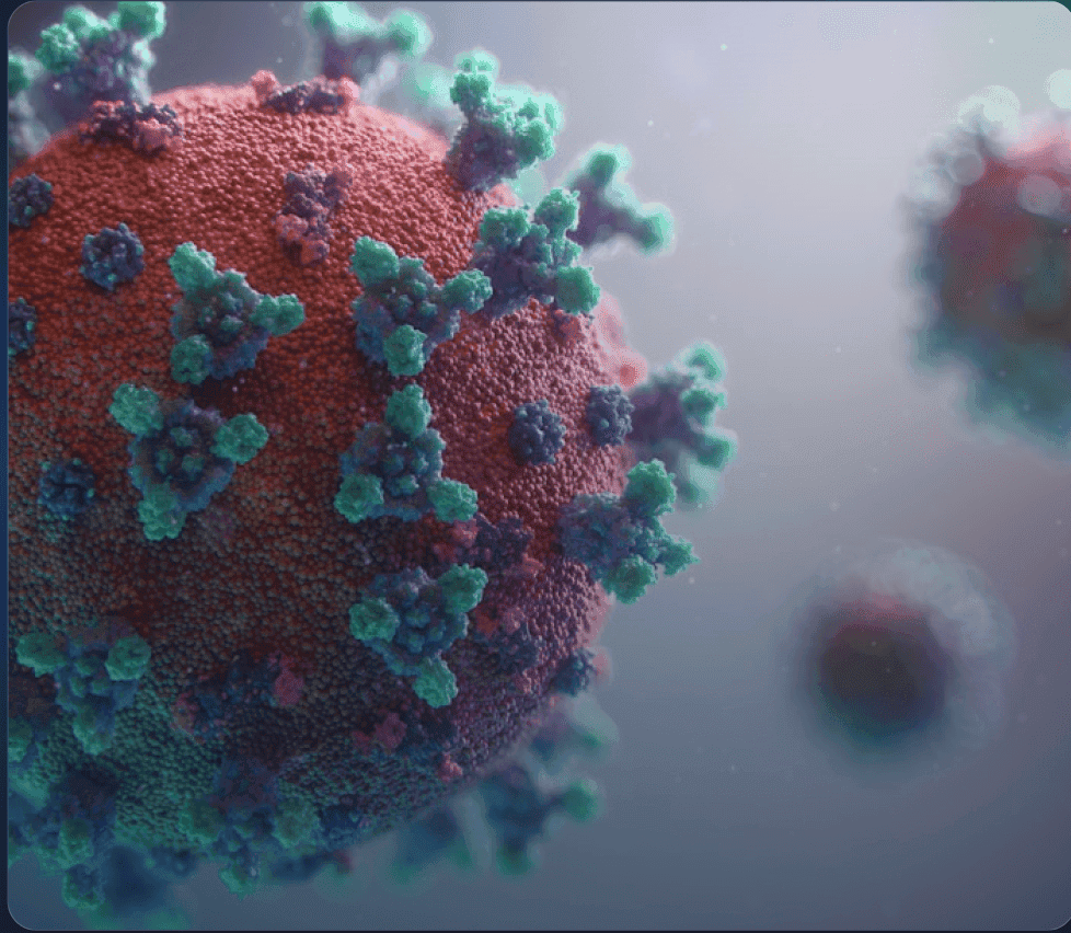 Influenza virus under microscope